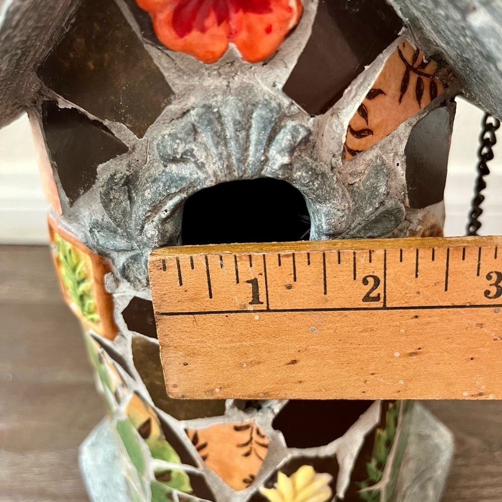 Mosaic Birdhouse with Floral Design - Picture 7 of 11
